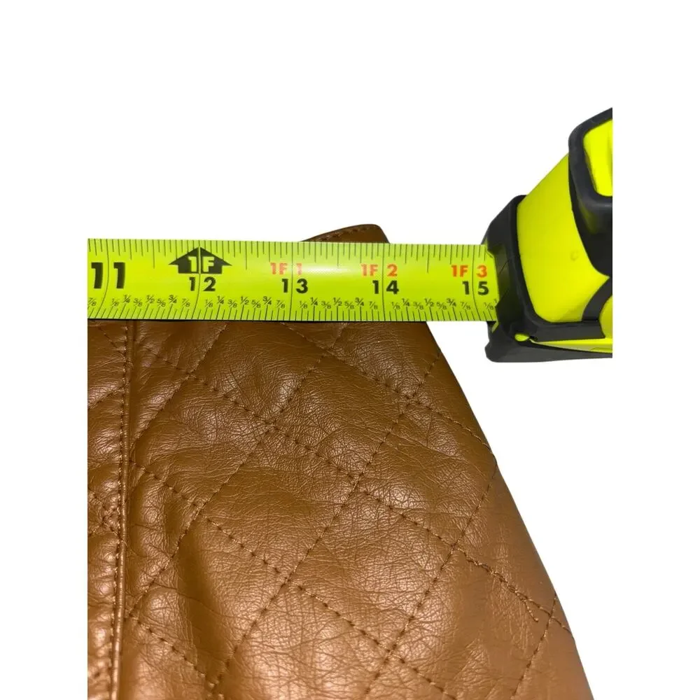 Forever 21 Brown Camel Faux Vegan Leather Diamond Pattern Mini Skirt Size M
